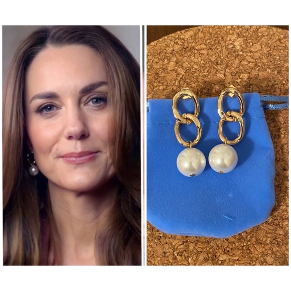 NWOT Gorgeous gold hoops & Pearl Charm😍 - Picture 4 of 12